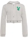Natasha Zinko Graphic-print Cropped Zip-up Hoodie In Grey