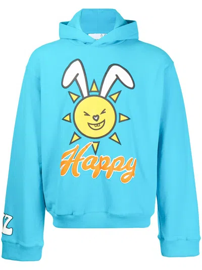 Natasha Zinko Graphic-print Pullover Hoodie In Blue