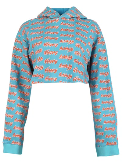 Natasha Zinko Happy Print Hoodie In Blue