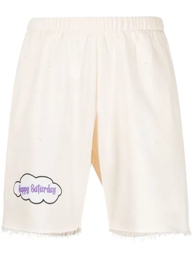 Natasha Zinko Happy Saturday Print Shorts In Neutrals
