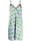 Natasha Zinko Heart-print Lace-detail Minidress In Purple