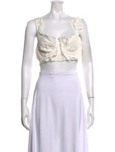 Pre-owned Natasha Zinko Hemp Square Neckline Sports Bra In White
