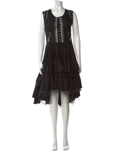 Pre-owned Natasha Zinko Lace Pattern Midi Length Dress In Black