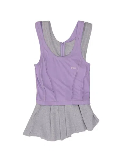 Natasha Zinko Layered Ruffled Tank Top In Gray