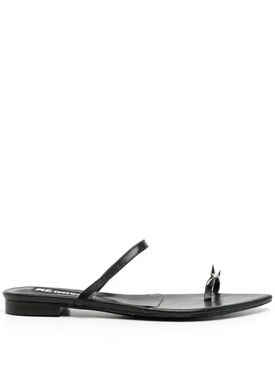 Natasha Zinko Leather Spike-stud Sandals In Black