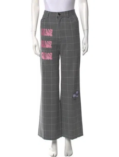 Pre-owned Natasha Zinko Linen Wide Leg Pants In Gray