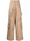 Natasha Zinko Wide-leg Cotton-blend Cargo Trousers In Brown