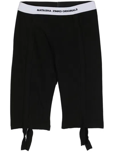 Natasha Zinko Long John Capris Track Shorts In Black
