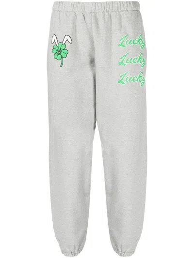 Natasha Zinko Lucky-print Detail Track Pants In Grey