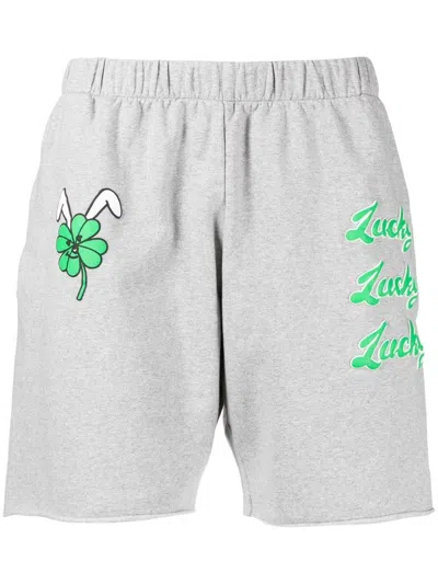 Natasha Zinko Lucky-print Track Shorts In Grey
