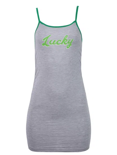 Natasha Zinko Lucky Shirred Top In Grey And Green