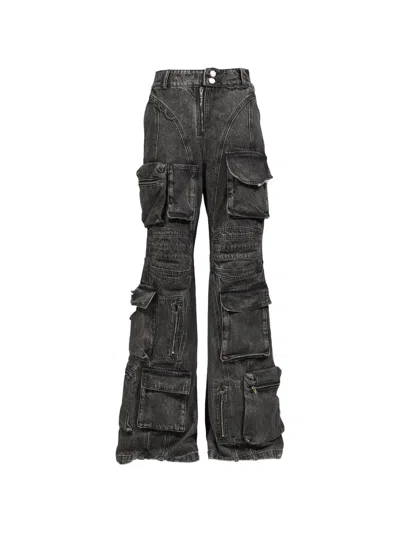 Natasha Zinko Multi-pocket Wide-leg Jeans In Black