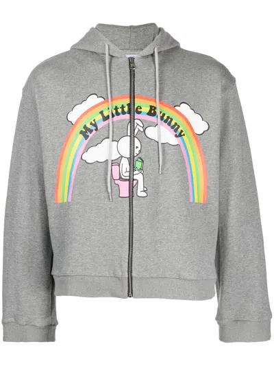 Natasha Zinko My Little Bunny Graphic-print Hoodie In Grey