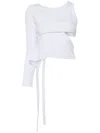 Natasha Zinko One-sleeve Ribbed Top In White