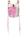 Natasha Zinko Mix-print Corset Top In Pink