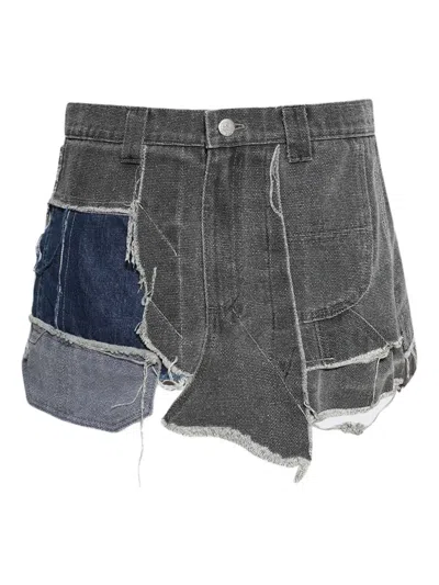 Natasha Zinko Patchwork Mini Skirt In Gray