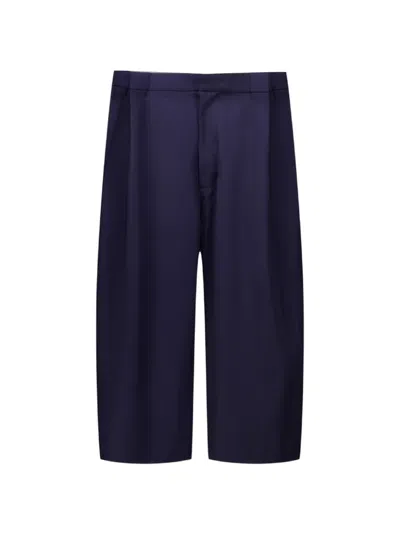 Natasha Zinko Pinstripe-pattern Pleated Shorts In Blue