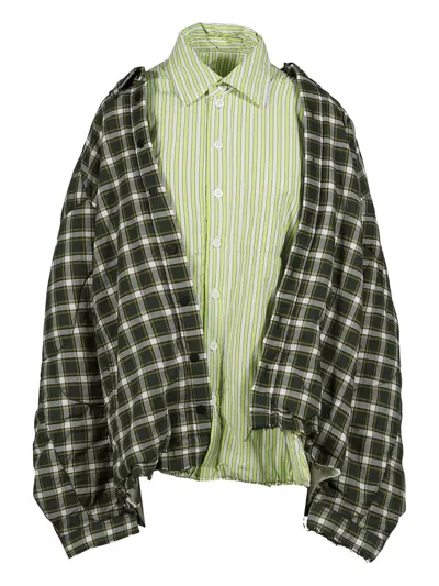 Natasha Zinko Pleated Moto Shirt In Green
