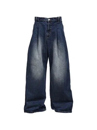Natasha Zinko Pleated Wide-leg Jeans In Blue