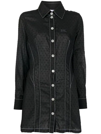 Natasha Zinko Point D'esprit Shirt Dress In Black