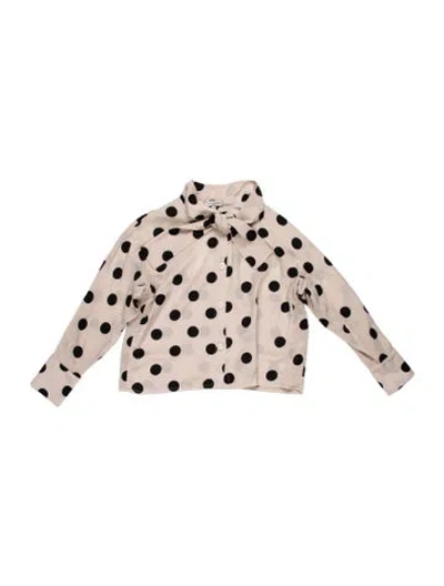Pre-owned Natasha Zinko Polka Dot Print Tie Neck Blouse In Neutral