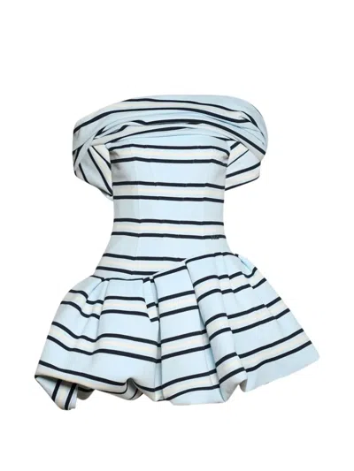 Natasha Zinko Polo Striped Bubble-skirt Dress In Blue