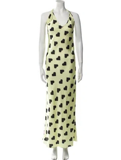 Pre-owned Natasha Zinko Printed Long Dress In Green