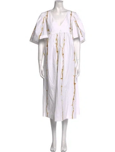 Pre-owned Natasha Zinko Printed Midi Length Dress In White