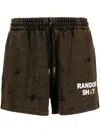 Natasha Zinko Random Distressed-effect Cotton Shorts In Brown