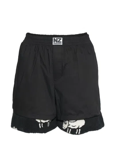 Natasha Zinko Reversed Upcycled Layered Shorts In Black