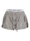 Natasha Zinko Rhinestone-embellished Drawstring Shorts In Gray