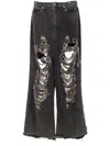 Natasha Zinko Ripped Wide-leg Jeans In Black