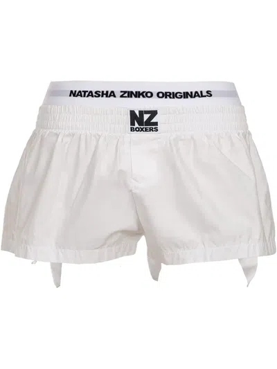 Natasha Zinko Ruffled Boxer Shorts In White