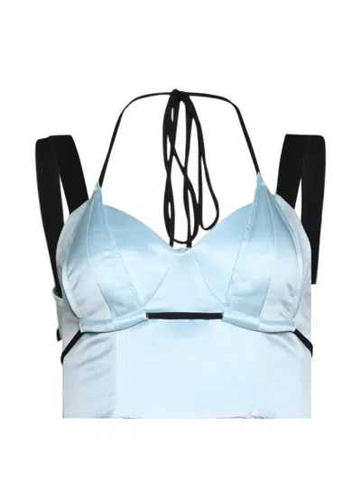 Natasha Zinko Satin-finish Panelled Bra-top In Blue