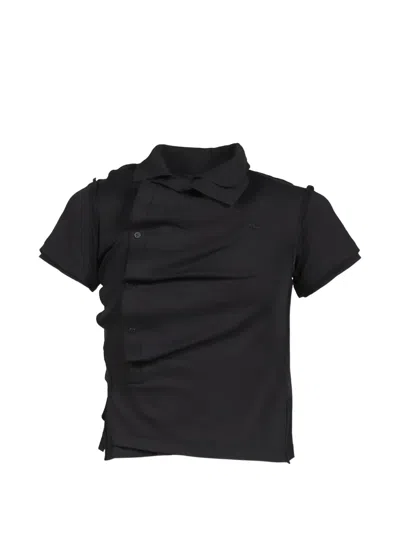 Natasha Zinko Shrunken Double-collar Polo Shirt In Black