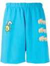 Natasha Zinko Slogan-print Track Shorts In Blue