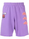Natasha Zinko Slogan-print Track Shorts In Purple