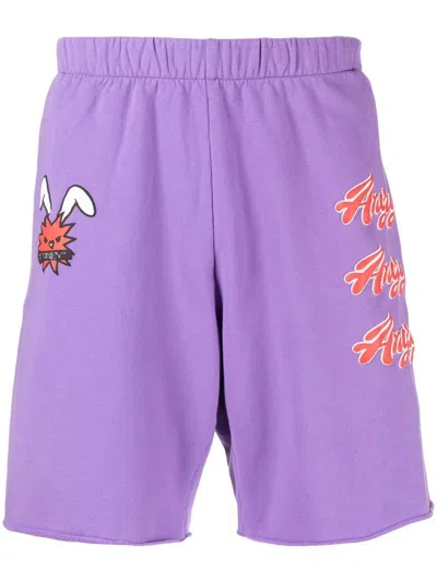 Natasha Zinko Slogan-print Track Shorts In Purple
