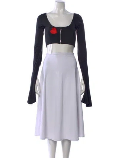 Pre-owned Natasha Zinko Square Neckline Long Sleeve Crop Top In Black