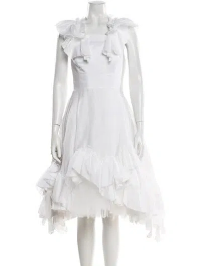Pre-owned Natasha Zinko Square Neckline Midi Length Dress In White