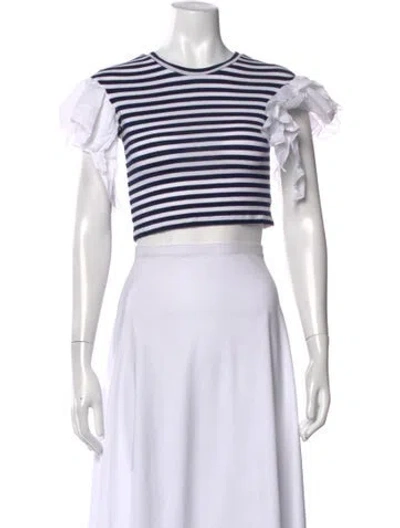 Pre-owned Natasha Zinko Striped Crew Neck Crop Top In White