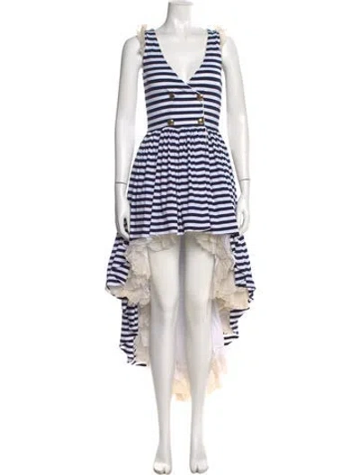 Pre-owned Natasha Zinko Striped Long Dress In Blue