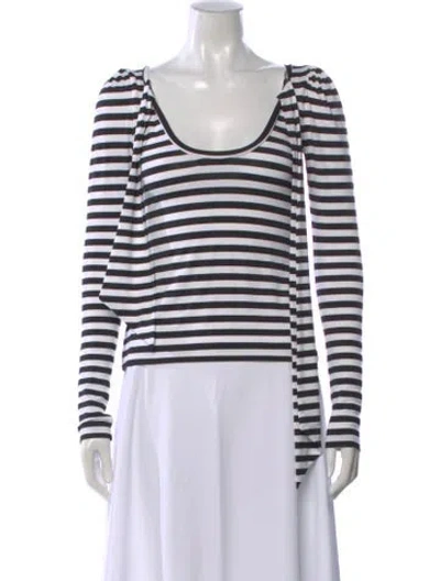 Pre-owned Natasha Zinko Striped Scoop Neck Top In Black