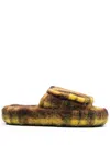 Natasha Zinko Touch-strap Faux Fur Slippers In Orange