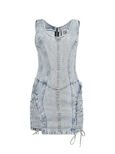Natasha Zinko Treated Hardwired Dress - Light Wash Denim In Blue