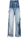 Natasha Zinko Upcycled Asymmetric Patchwork Jeans In Blue