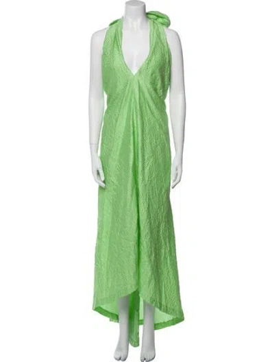 Pre-owned Natasha Zinko V-neck Long Dress In Green