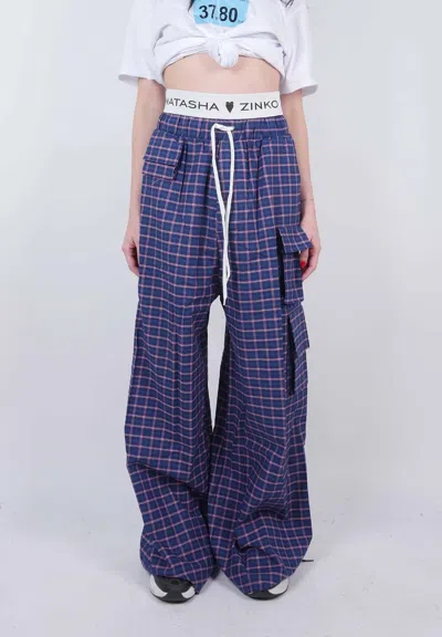 Natasha Zinko Wide Badge Pants In Blue