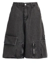 Natasha Zinko Woman Denim Shorts Black Size M Cotton In Black