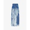 Natasha Zinko Upcycled Asymmetric Patchwork Jeans In Blue